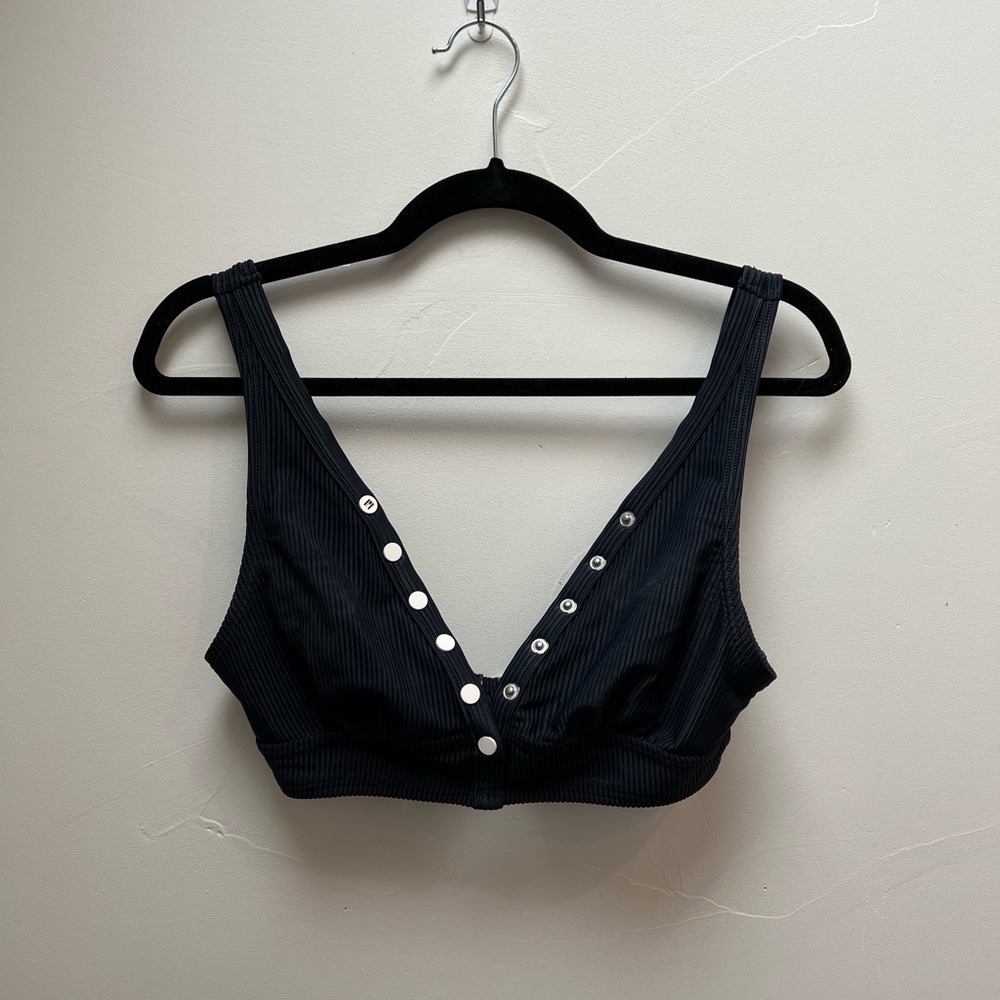 Tommy Hilfiger Button Front Bikini Top in Blue